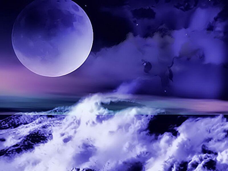 Moon over stormy sea
