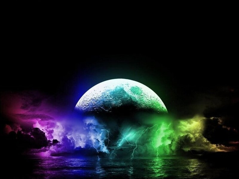 Moon over Stormy Sea — Green