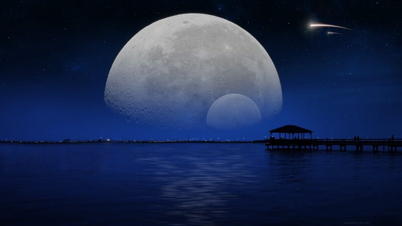 Moon over the water