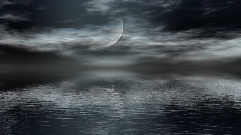 Moon over Water — Gray, Dramatic