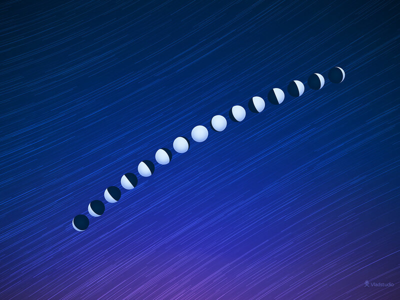 Moon phases in star trails