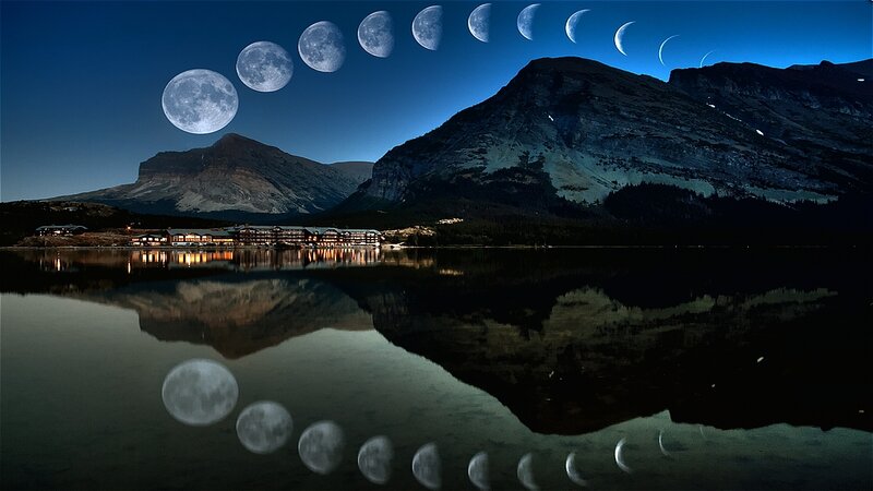 Moon Phases over Lake