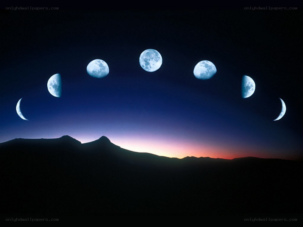 Moon phases over mountains