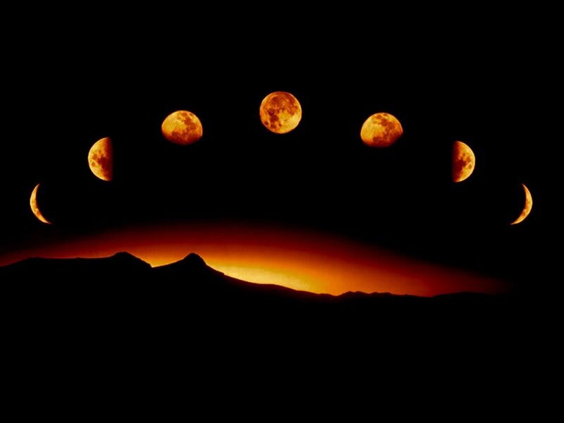 Moon Phases over Mountains — Black