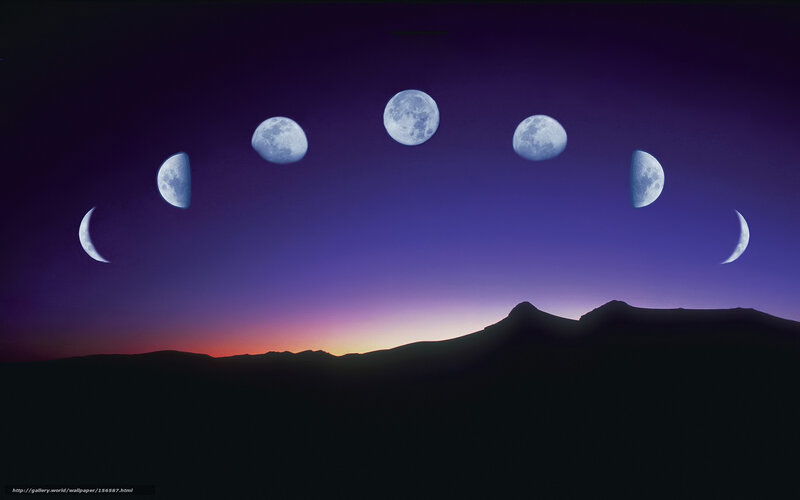 Moon phases over mountains
