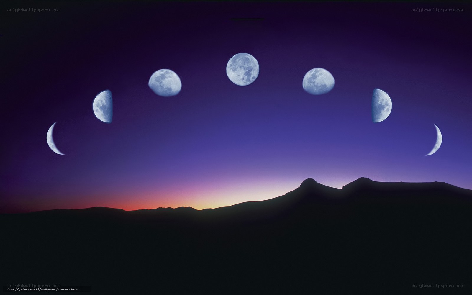 Moon phases over mountains