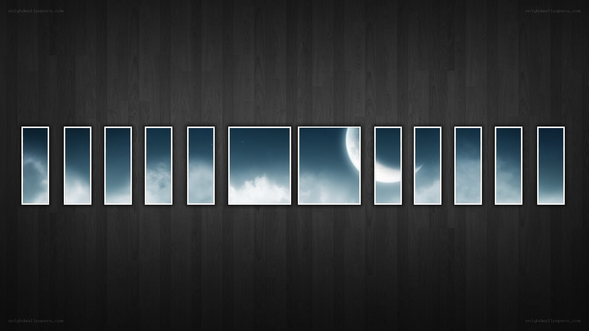 Moon phases through windows