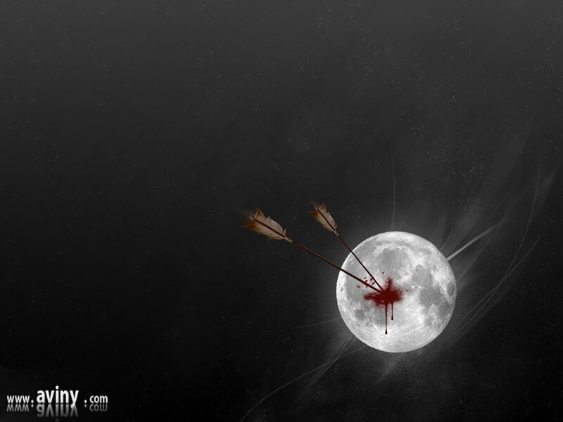 Moon pierced by arrows