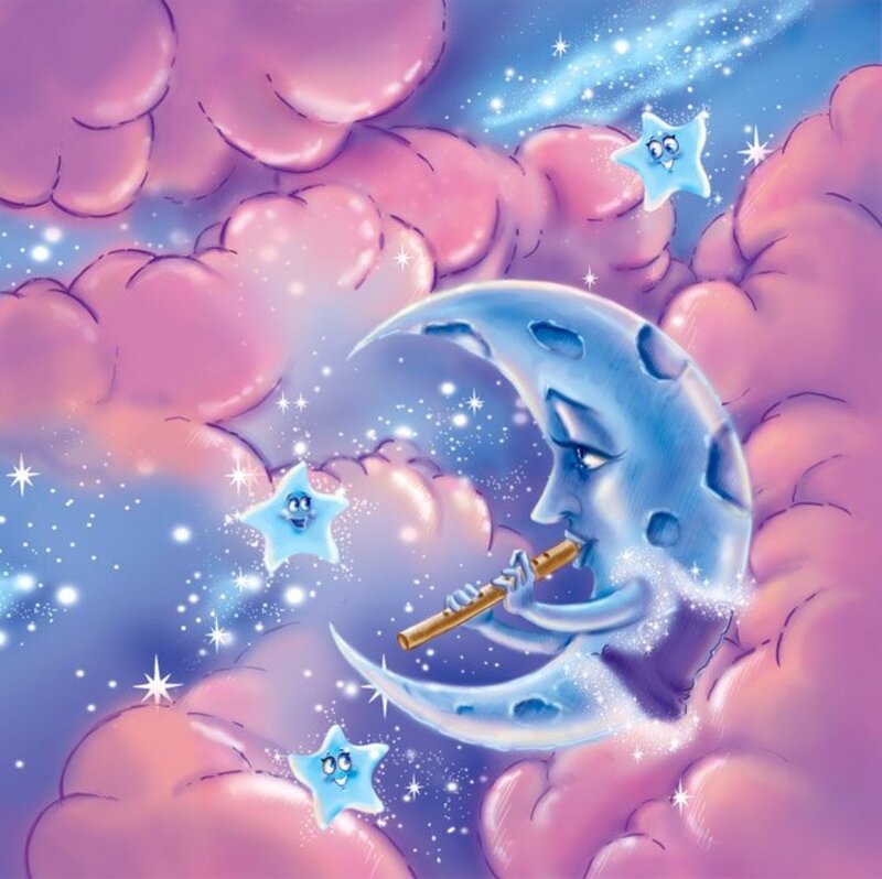Moon Playing Flute
