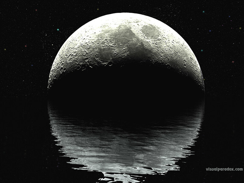 Moon Reflecting in Water — Black