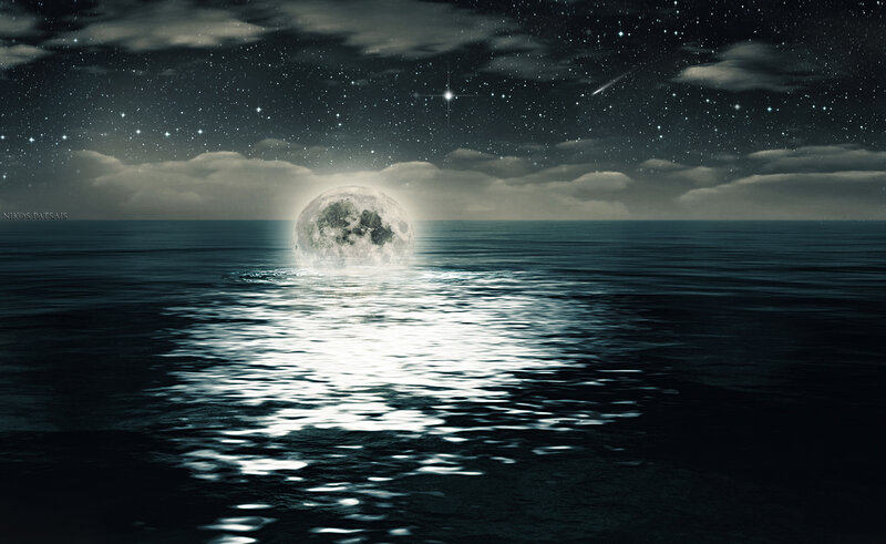 Moon Rising over Ocean