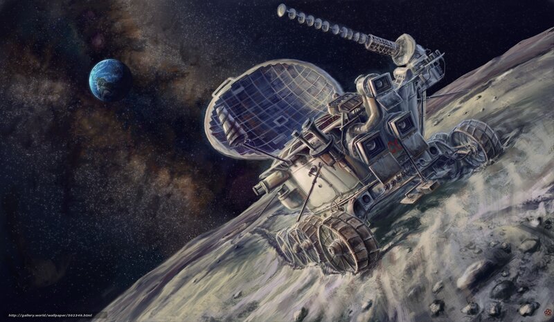 Moon rover on lunar surface