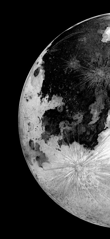 Moon Surface — Black, Dramatic, Night, Illustration