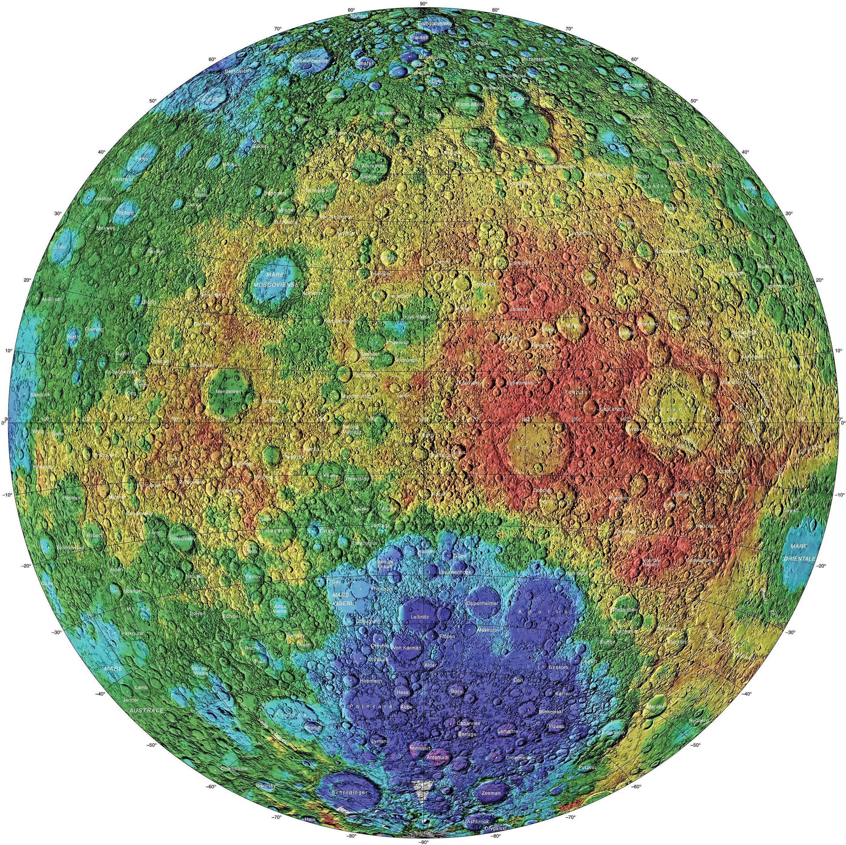 Moon surface geology map