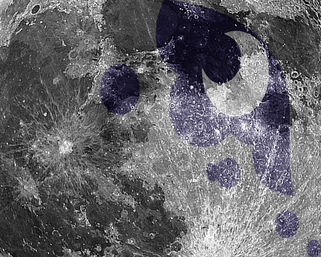 Moon surface with abstract overlay