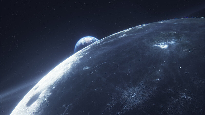Moon Surface with Earth