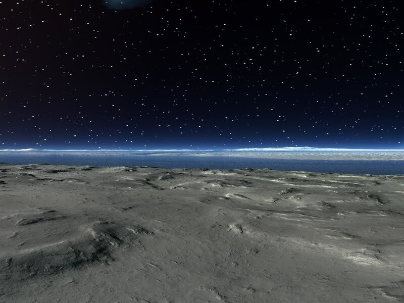 Moon surface with Earth view