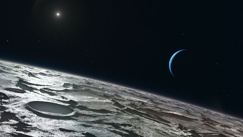 Moon Surface with Planet — Black