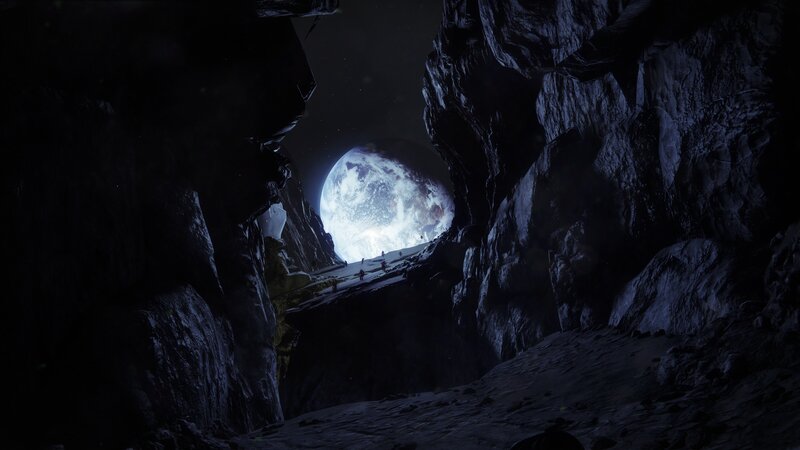 Moon Through Cave Opening