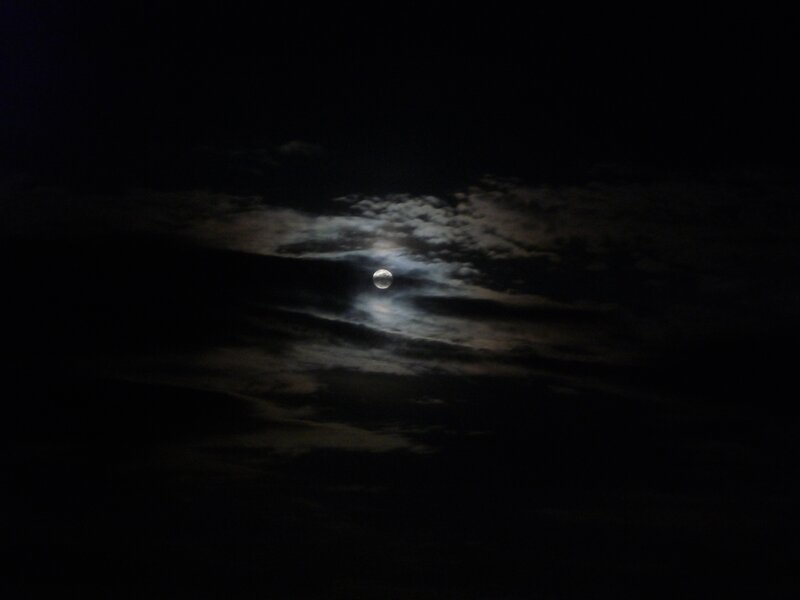 Moon Through Clouds — Black, Dark, Night, Photograph, Night Sky, White