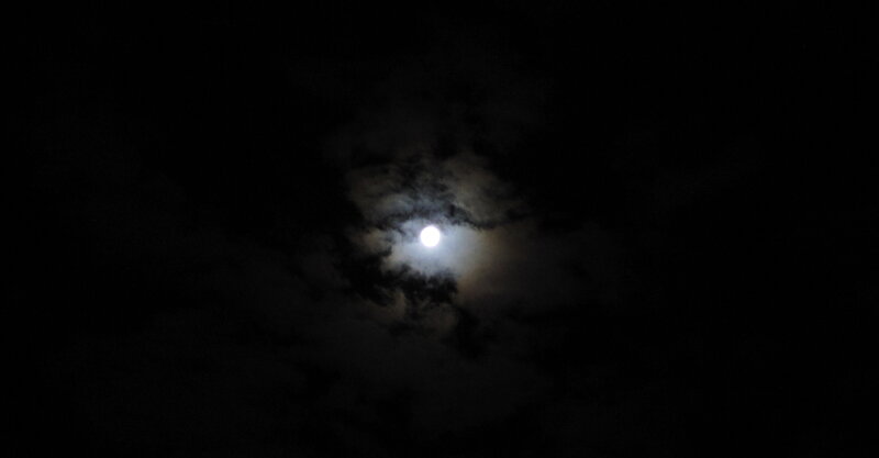 Moon Through Clouds — Black, Dark, Night, Photograph