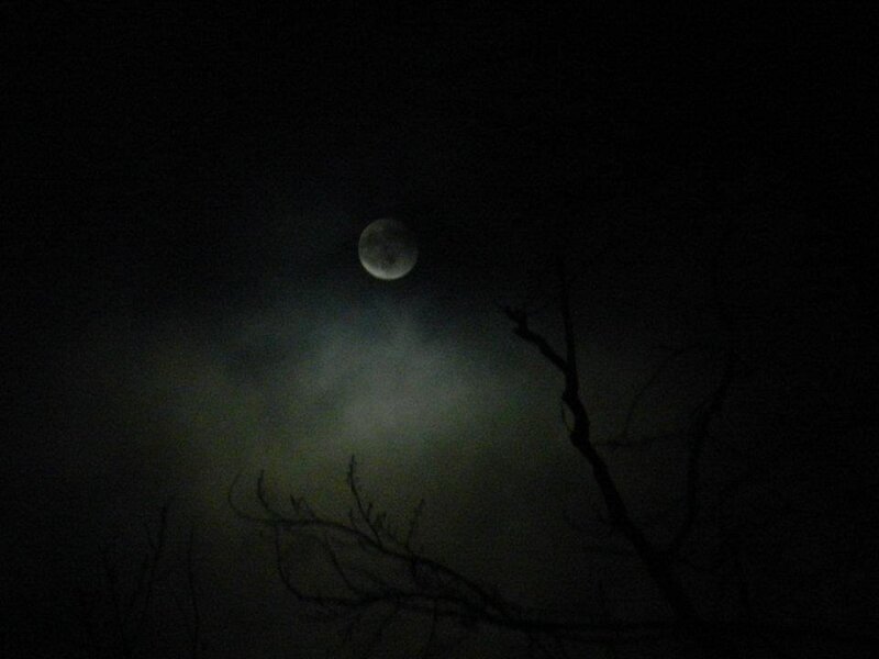 Moon Through Clouds — Black, Dark, Night