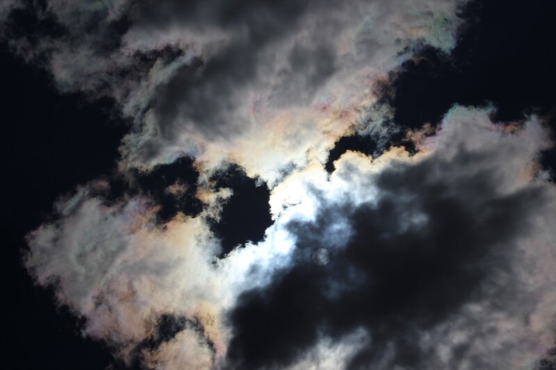 Moon Through Clouds — Black, Dramatic, Night, Photograph, White, Gray