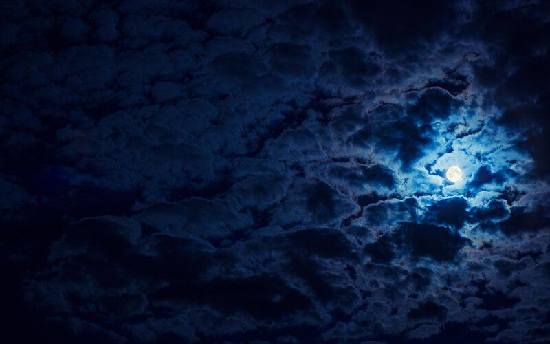 Moon Through Clouds — Blue, Dramatic, Night