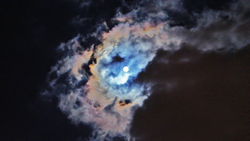 Moon Through Clouds — Blue, Dramatic