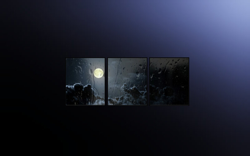 moon through rainy window