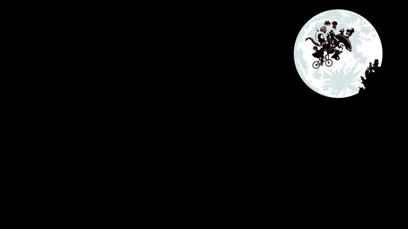 moon with cartoon characters