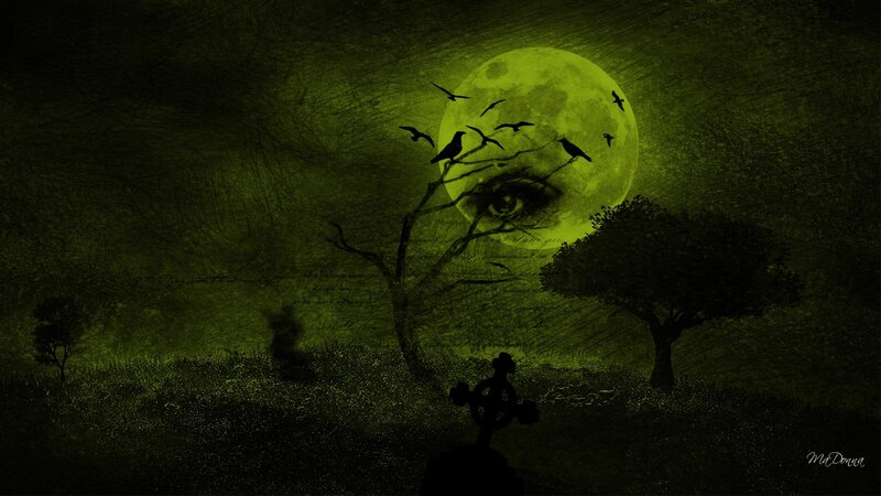 Moon with Eye and Crows