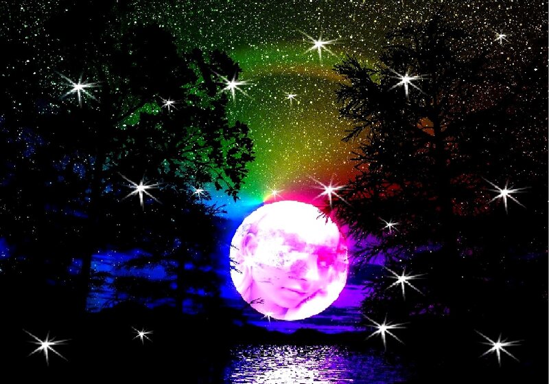 Moon with Face in Forest
