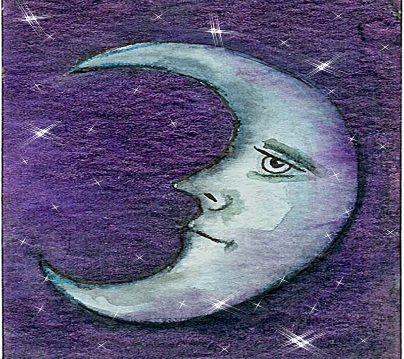 moon with face in night sky