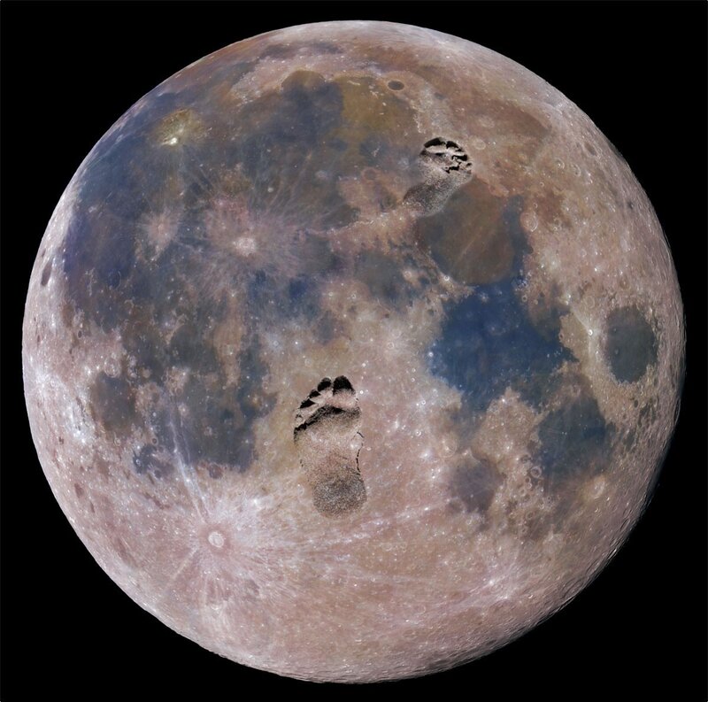 Moon with footprints
