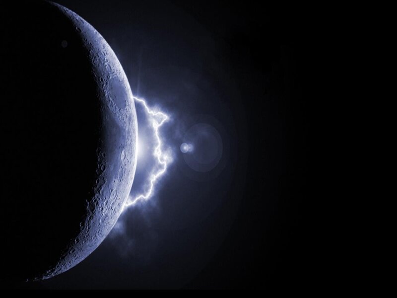 Moon with Lightning Bolt