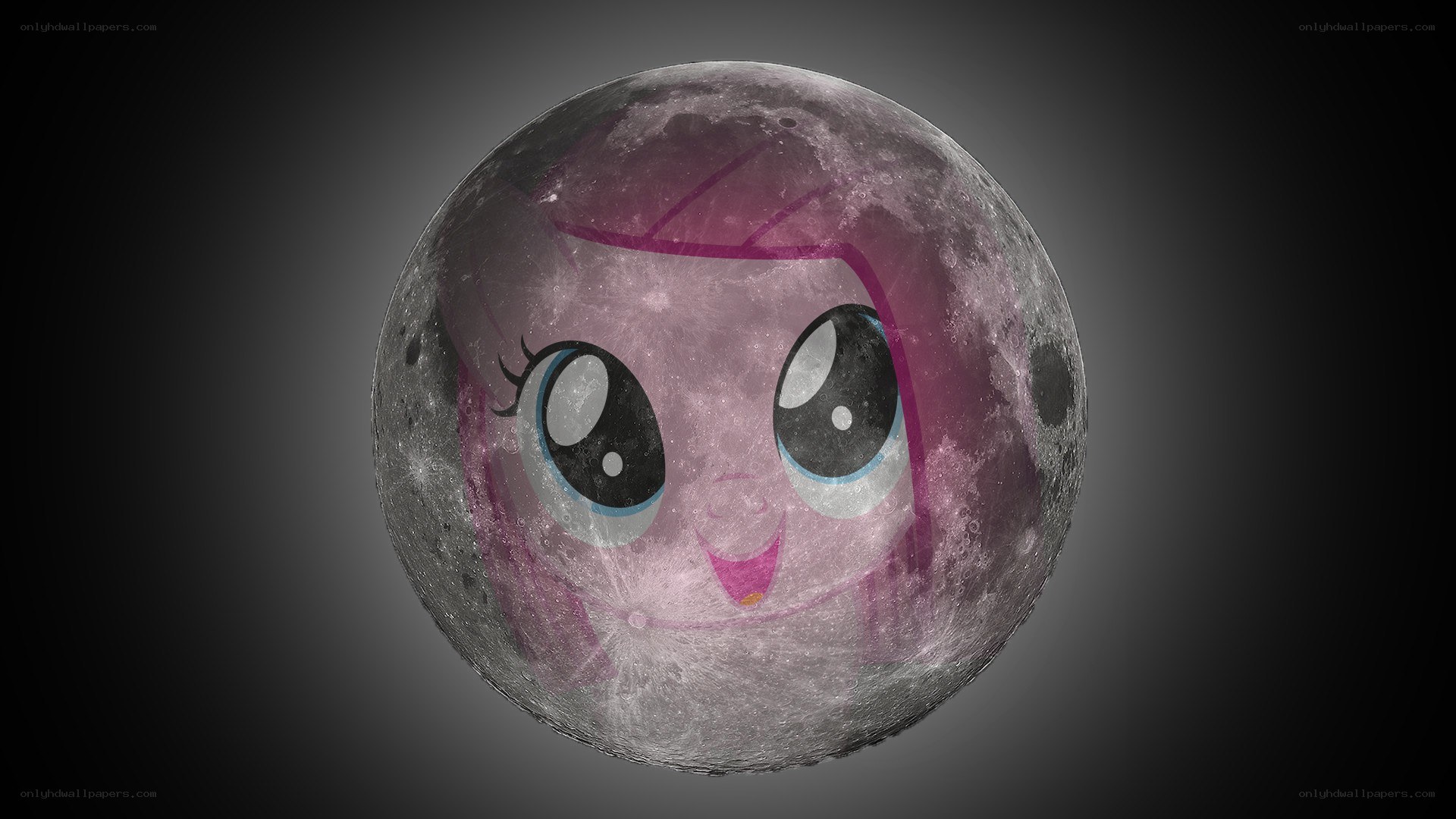 moon with pink pony face
