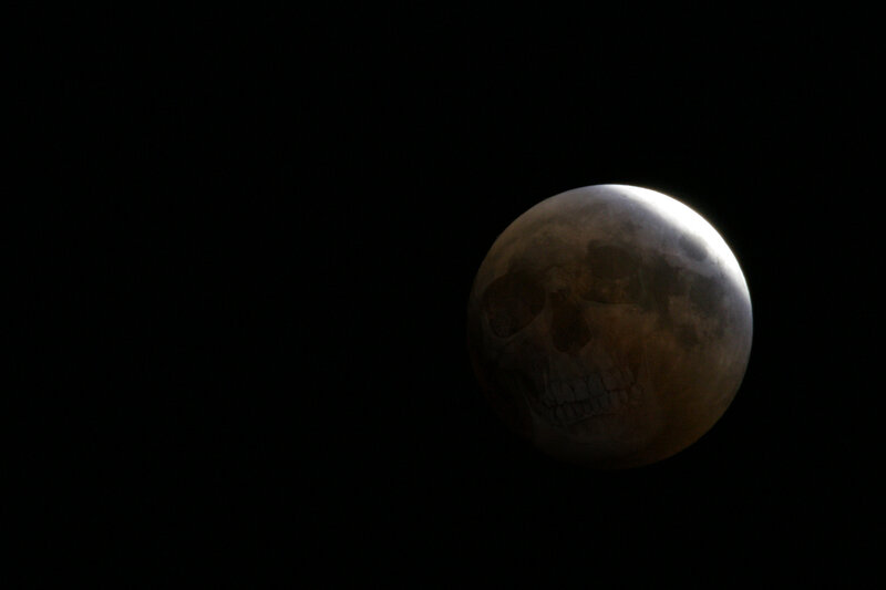 Moon with skull overlay