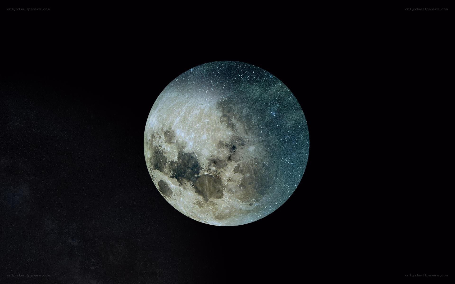Moon with starry background