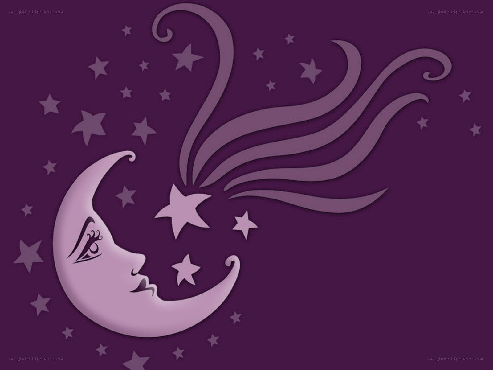 moon with stars and swirls