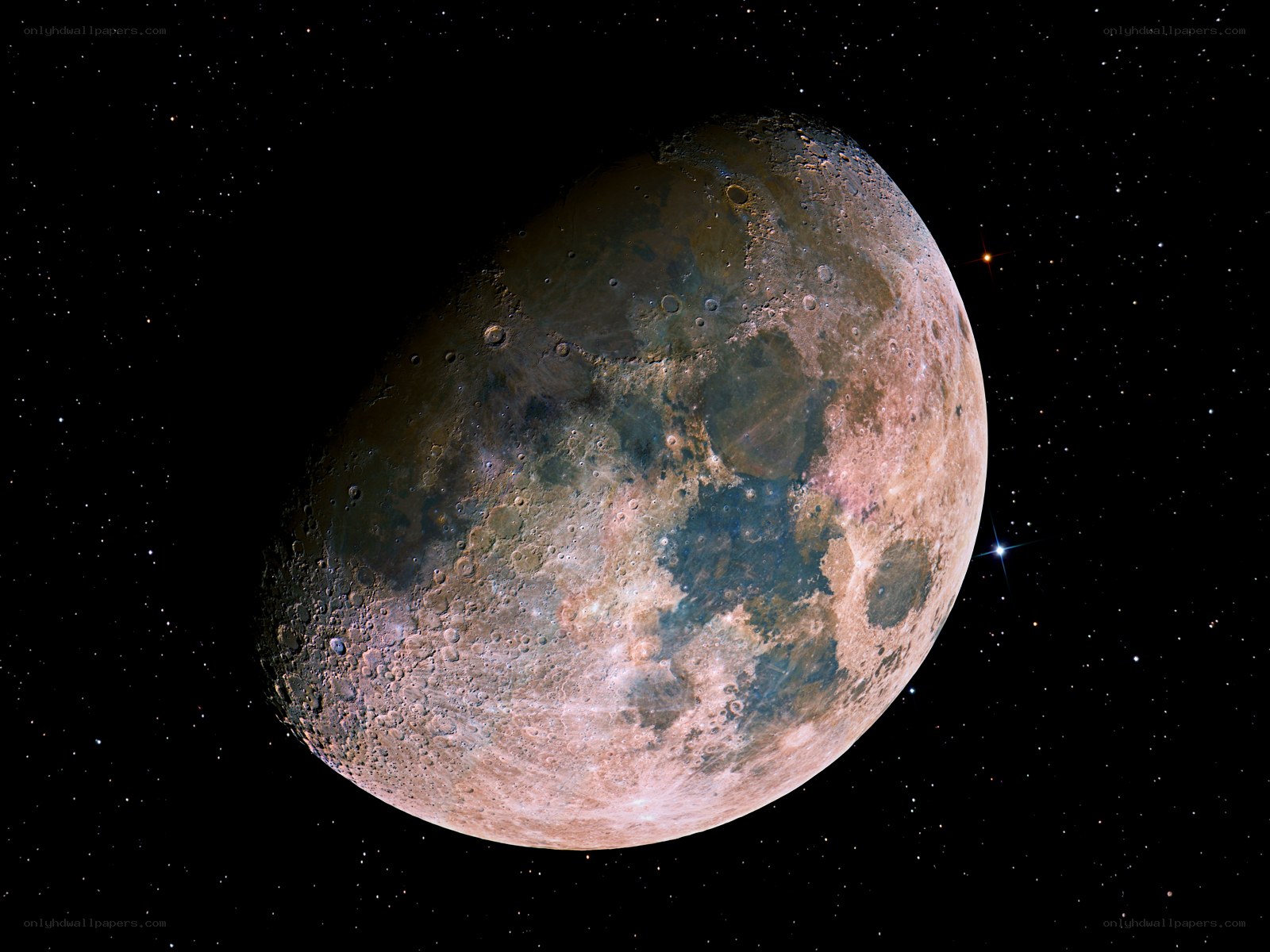 Moon with stars in space