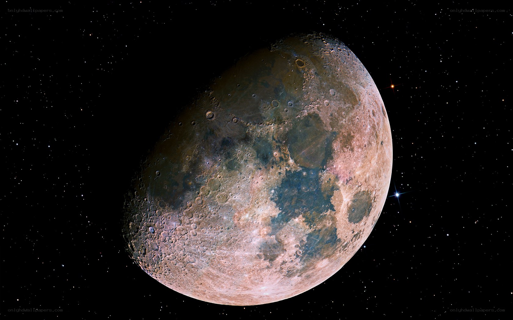 Moon with stars in space