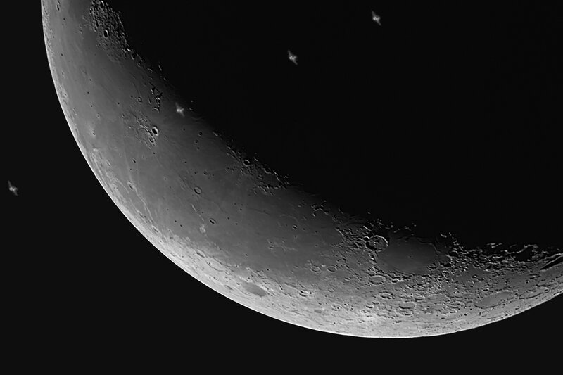 Moon with stars