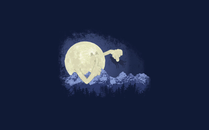moon with wolf silhouette