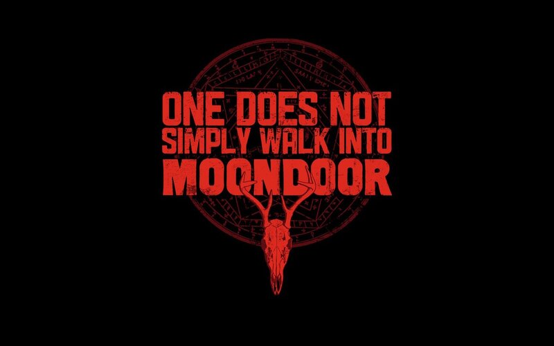 Moondoor text with skull