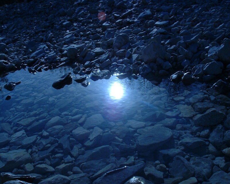 Moonlight on a rocky stream