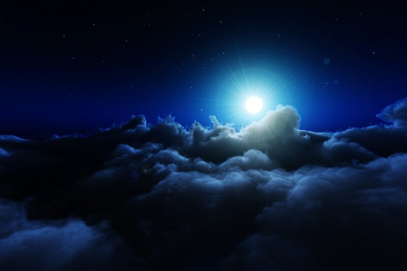 Moonlight over clouds