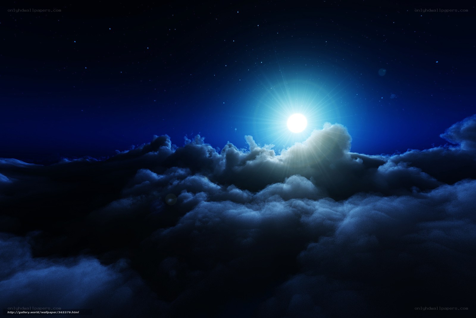 Moonlight over clouds