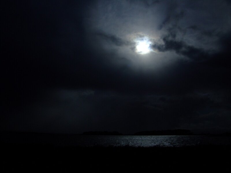 Moonlight over dark water