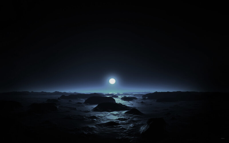 Moonlit Alien Landscape — Black